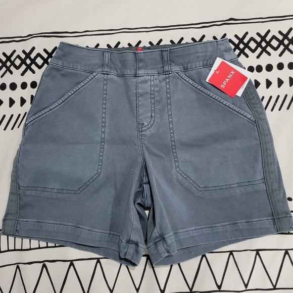 Spanx Twill Shorts 6" with Pockets Hazy Blue Grey Size XS - Picture 5 of 13